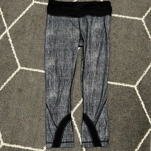 Lululemon leggings — grey, black, and white